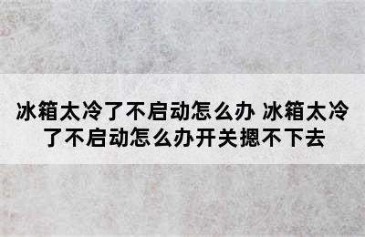 冰箱太冷了不启动怎么办 冰箱太冷了不启动怎么办开关摁不下去